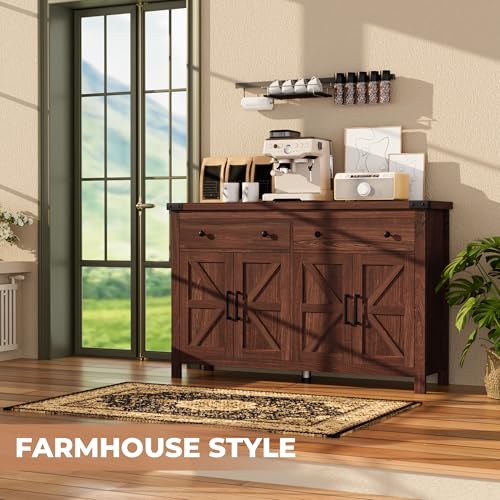 Buffet Cabinet with Storage Farmhouse with 4 Doors and 2 Drawers