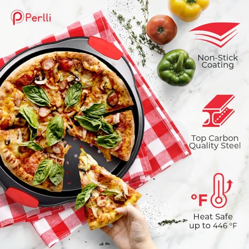 Non-Stick 8-Piece Baking Pan Set, BPA-Free Carbon Steel Bakeware Set with Silicone Handles, Stackable Kitchen Oven Set, Cookie Sheet, Baking Tray, Baking Sheet Set, Oven Safe (446°F) (8 Count)