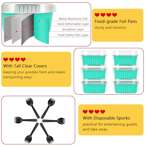 120 Pack 10oz Mini Cake Pans with Lids and Spoons for Bake Sales