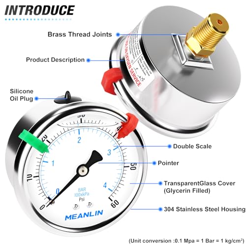 0~60Psi Liquid Filled Pressure Gauge 1