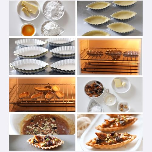 Tiny Aluminum Boat Tart Pan Fluted Oval Baking Mold (10 Count)