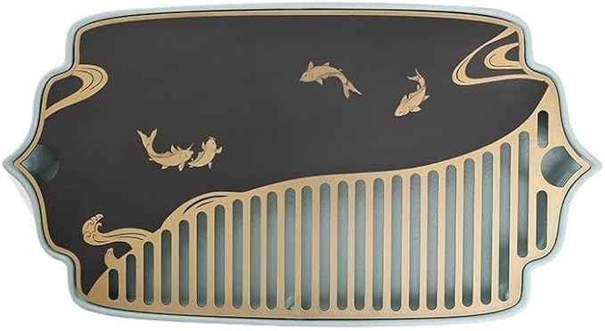 Tea Set Household Brass Chinese Dry Tea Table Office Water Storage Tea Tray, Tea Table Tea Tray Indoor Small Tea Table Tea Tray Chinese Tea Set(A)