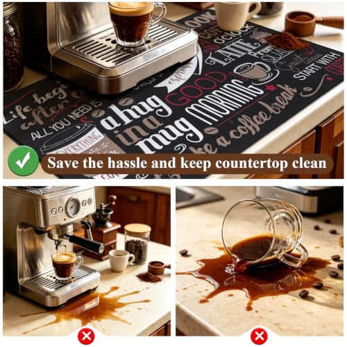 Coffee Mat 2 Pack 12x19 Inch Absorbent Non (2 Count)