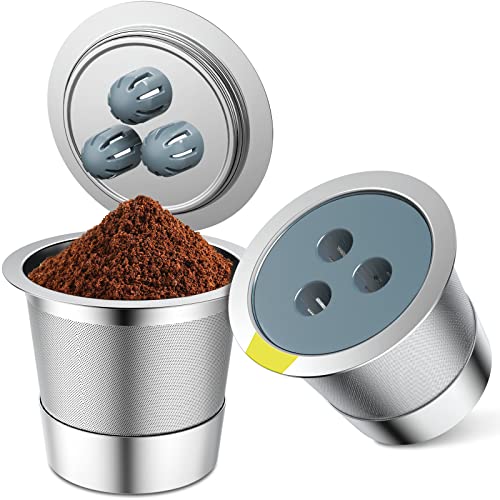 Stainless Steel Reusable K Cups Compatible with Ninja Coffee Upgrade2 Pack K Cups Reusable Coffee Pods Fit Ninja CFP201 CFP305 CFP307 CFP400 Not Fit 1 Hole and 5Hole (2 Count)