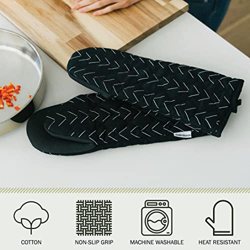 Heat Resistant Designer Kitchen Oven Mitts with Neoprene Non (2 Count)