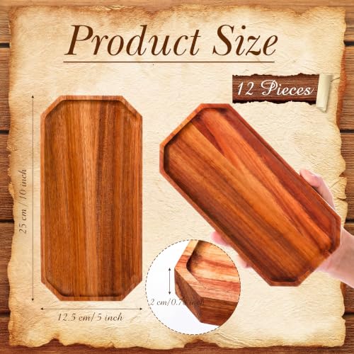 12 Pcs 10 x 5 Inch Wooden Serving Platter Bulk Acacia Wood Platters (12 Count)