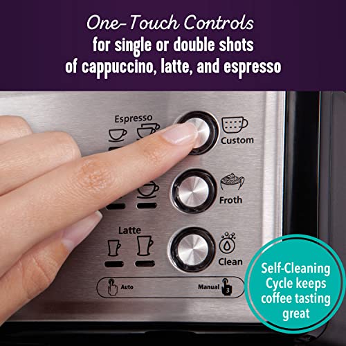 Espresso and Cappuccino Machine Stainless Steel Programmable Coffee Maker with Automatic Milk Frother 15