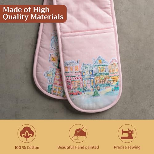 Double Oven Mitts 100% Cotton Double Oven Glove