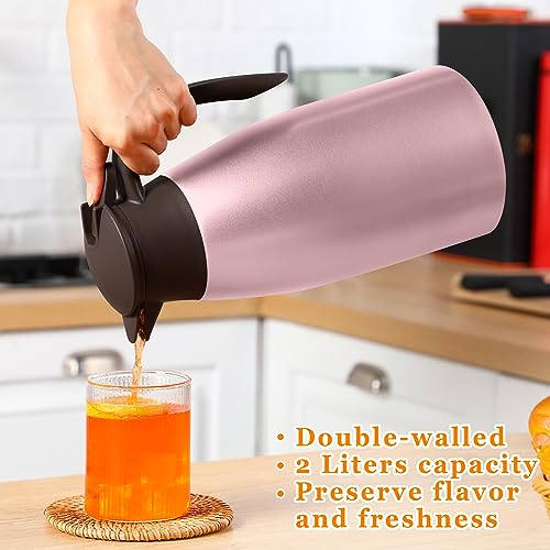 2 Pcs Thermal Coffee Carafe Insulated Stainless Steel Coffee Carafe for Hot Liquid Vacuum Thermal Pot Creamer Pitcher Dispenser with Brushes Keeping Hot Water Milk (2 Count)