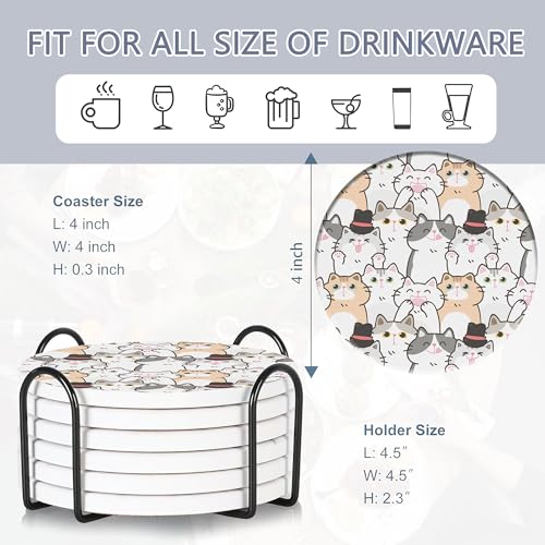 Drink Coasters Set of 6 with Holder