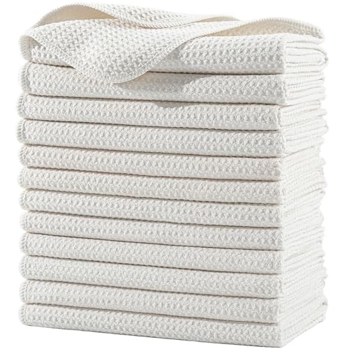 340 GSM Microfiber Waffle Kitchen Dish Tea Towel (12 Count)