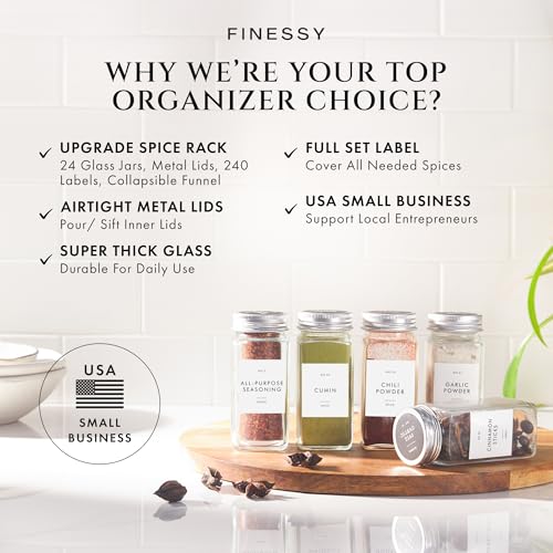 Thick Glass Spice Jars With Airtight Lids And Labels 4oz 24 Pack (24 Count)
