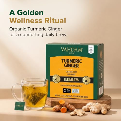 Organic Turmeric Ginger Herbal Tea Bags (100 Count)