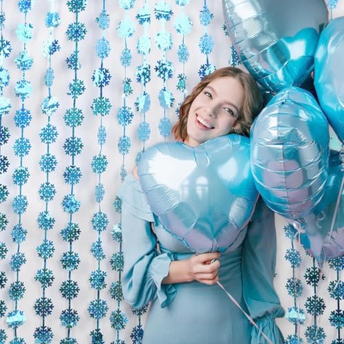 Blue Hanging Foil Fringe Snow Flakes Party Snowflake Backdrop (2 Count)