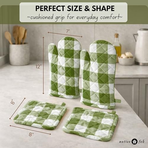 Buffalo Plaid Check Oven Mitts and Pot Holders Set of 4 (4 Count)