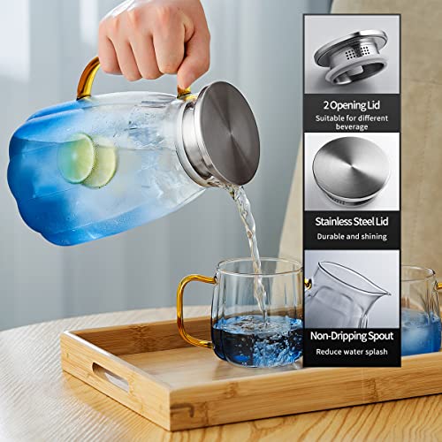 68OZ Glass Pitcher with Lid and Spout
