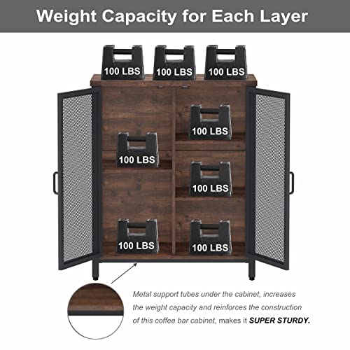 Small Lockable Coffee Bar Cabinet for Liquor