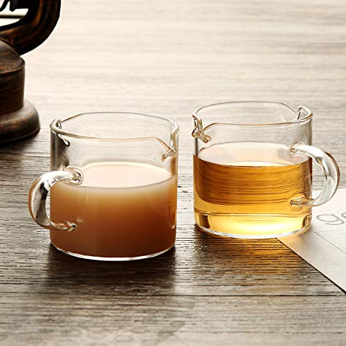 Shot Glasses Espresso Parts Double Spouts Milk Cup Clear Glass (2 Count)