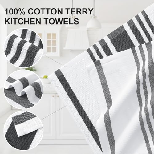 Premium Cotton Stripe Kitchen Towels 6 Pack (6 Count)