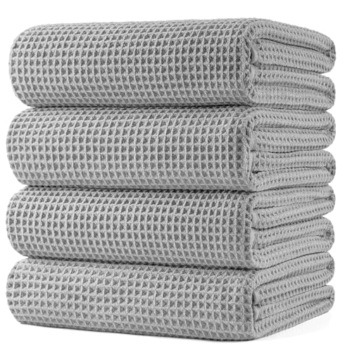 430 GSM Poly Blend Microfiber Quick Dry Waffle Bath Towel (4 Count)