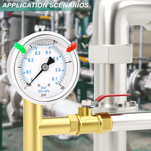 0 10PSI Stainless Steel Liquid Filled Pressure Gauge