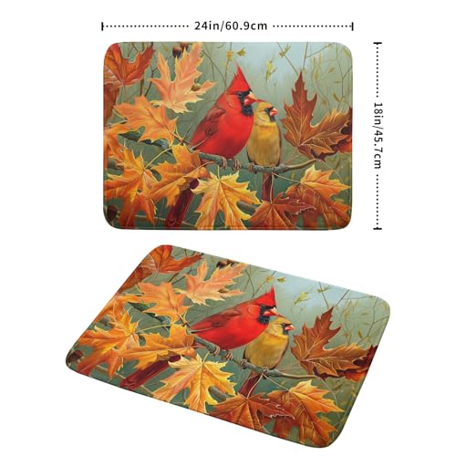 Fall Birds Dish Drying Mat 18x24 Inch Autumn Maple Leaf Tree Dish Drainer Mats Thanksgiving Decorative Microfiber Reversible Dish Drying Rack Pad Large for Kitchen Countertop Tabletop