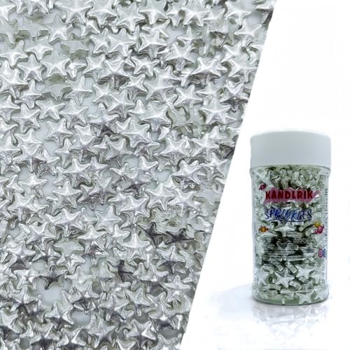 10mm Sliver Stars Sprinkles Edible Stars Cake Decorating Stars Cake Decorations Cupcake Toppers Cookie Decorating Perfect for Cakes (3 Ounce)