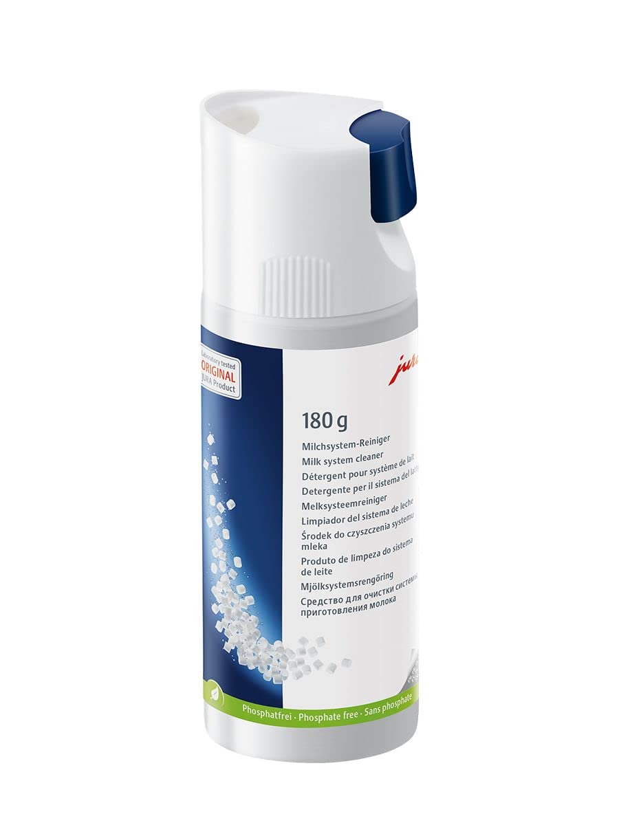 White dispenser bottle of milk system cleaner mini tablets, 6.34 oz