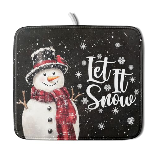 Winter Snowflakes Dish Drying Mat for Kitchen Counter