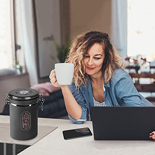 1500ML Airtight Coffee Canister with Date Tracker&Transparent Window
