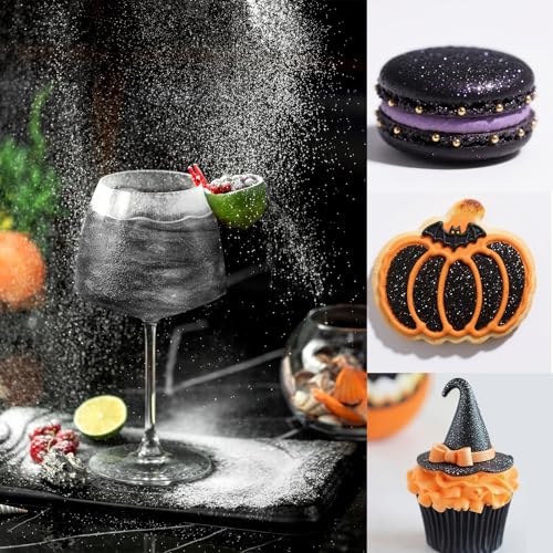 Orange Edible Glitter Black Glimmer Powder for Halloween Cakes Drinks