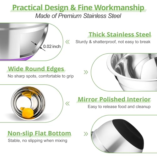 Mixing Bowls Salad Bowls with Transparent Airtight Lids (5 Count)