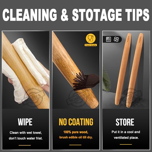 French Rolling Pin and Silicone Baking Mat Set