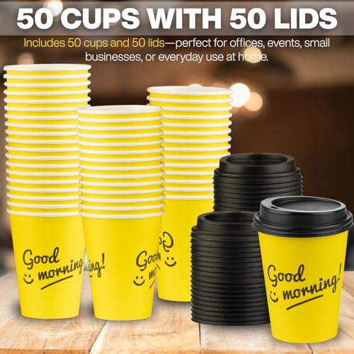 Disposable Coffee Cups with Lids (50 Count)