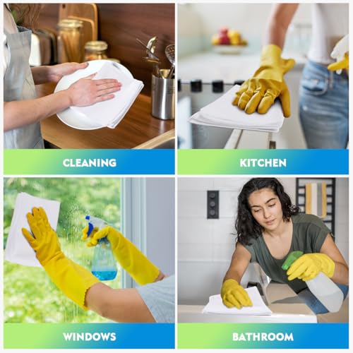 White Microfiber Cleaning Cloth 6 Pack 12.5 x 12.5 inch Microfiber Towels for Cars Ultra Absorbent Car Washing Cloth Lint Free Streak Free Cleaning Rags for Car Kitchen Window (6 Count)