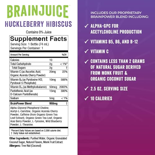 Huckleberry Hibiscus Nootropic Supplement Shot (30 Fl Oz)
