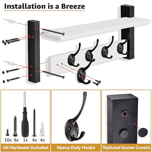 Coat Rack Wall Mount with Shelf