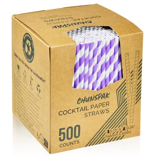 Small Purple Paper Cocktail Straws (500 Count)