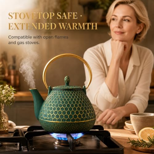 54oz Cast Iron Tea Kettle for Stovetop