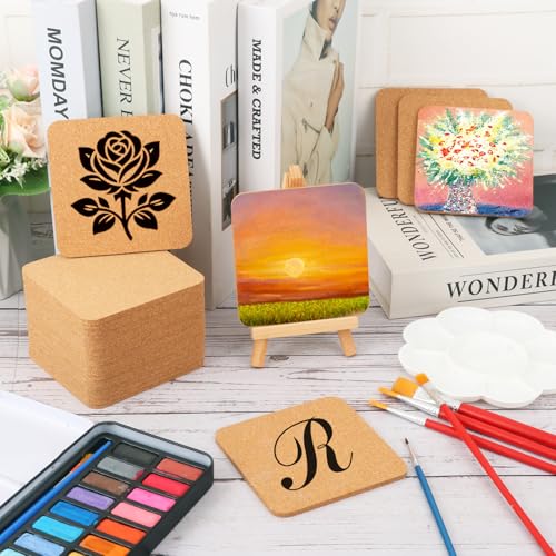 130 Pieces 4 x 4 Inch Cork Coasters for Drinks (130 Count)