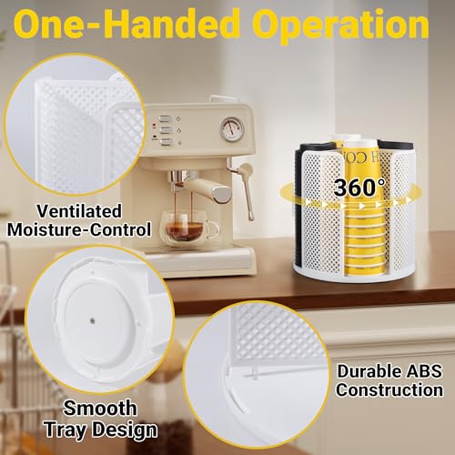 4 Compartment Rotating Paper Cup Holder & Coffee Cup Lid Storage Dispenser