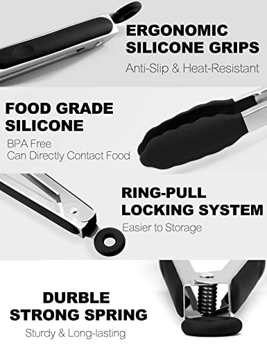 Non Stick Silicone Locking Tong Set of 2