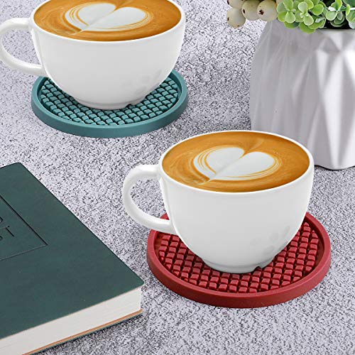 Silicone Coasters [6 Pack] Thickened Drink Coasters with Holder (6 Count)