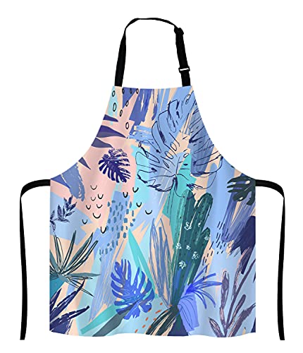 Watercolor Tropical Flower Bib Apron with Adjustable Neck for Men Women