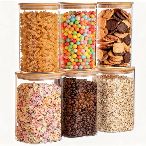 6 Pack Glass Food Storage Jars Set (6 Count)