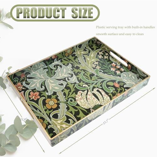 Plastic Serving Tray with Handles for Coffee Table