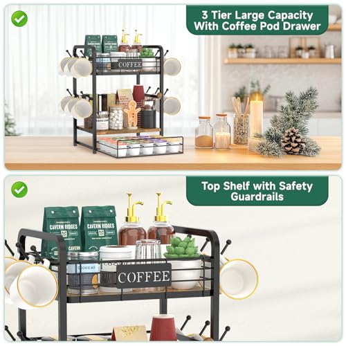 Coffee Bar Organizer Station Shelf Mug Holder