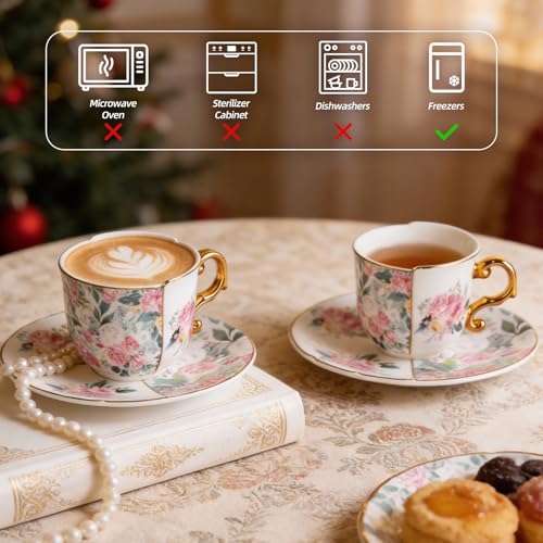 Tea Cups and Saucers Set of 2 (2 Count)