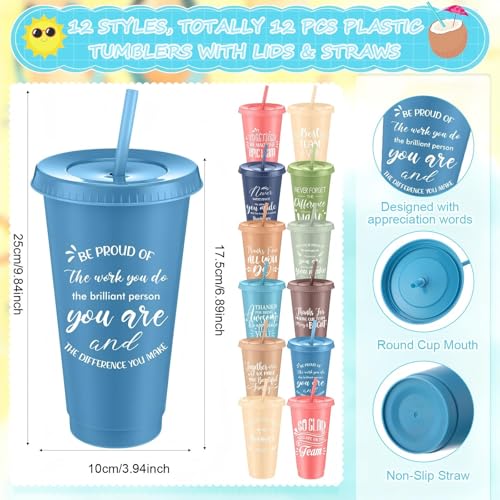 36 Pcs Employee Appreciation Gifts Bulk 24 oz Thank You Tumbler with Lid and Straw Mini Spiral Notebooks and Pens Appreciation Gifts for Team Employee Coworkers Teacher (36 Count)