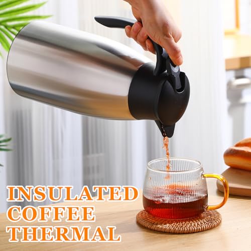 2 Pcs Thermal Coffee Carafe Insulated Stainless Steel Coffee Carafe for Hot Liquid Vacuum Thermal Pot Creamer Pitcher Dispenser with Brushes Keeping Hot Water Milk (2 Count)